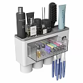 Wall Mounted Bathroom Storage Rack With Transparent Compartment Toothbrushes Cups Skincare Products And Comb