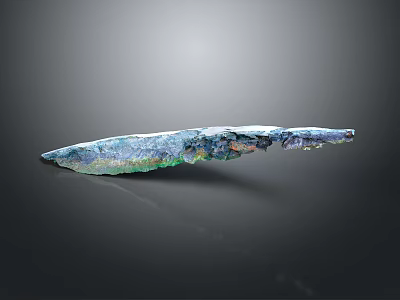 Abstract Sculpture Carving With Vibrant Blue Green Hues And Irregular Metallic Texture On Dark Background 3d model