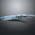 Abstract Sculpture Carving With Vibrant Blue Green Hues And Irregular Metallic Texture On Dark Background