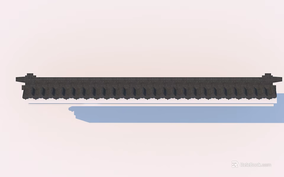 Modern Building Exterior Wall With Gray Textured Surface And Horizontal Design Elements 3d model