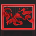 Eye Catching Red Frame Photo Spot With Spiral Wave Art Decorations