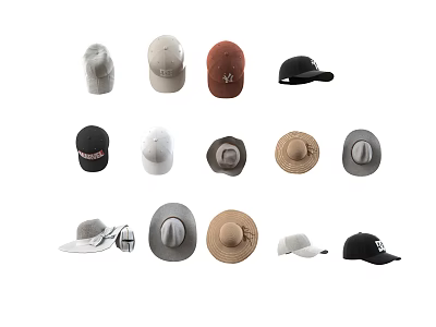 Assorted Hats Collection Featuring Different Styles And Various Colors For All Occasions 3d model