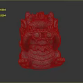 Green Dragon Decorative Sculpture With Round Eye Design And Textured Surface