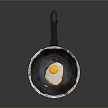 Stainless Steel Frying Pan With Fried Egg For Home Kitchen Cooking