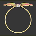Exquisite Golden Ring With Butterfly Wing Design Pink Yellow Accents And Central Gemstone
