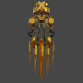 Golden Mechanical Sci Fi Weapon With Glowing Blades And Robotic Structure