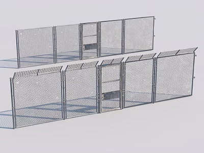 Portable Metal Mesh Chain Link Fences With Multiple Panels For Outdoor Security 3d model