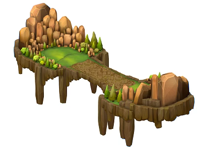 Modern Cartoon Scene Isometric Horizontal Island 3d model