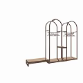 Modern Double Arch Display Rack With Metal Frame Hanging Rod And Wooden Shelf