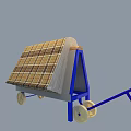 Industrial Equipment Cart with Plaid Fabric Top Blue Frame Wheels and Handle Design