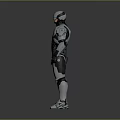Futuristic Sci Fi Robot Character With Silver Black Armor Glowing Eyes And Orange Hand Details