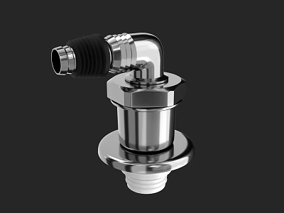 Stainless Steel Bathroom Small Fixture With Angled Black Connector And Base Plate 3d model