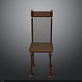 Vintage Wooden Chair Featuring Mesh Backrest Wooden Seat And Carved Legs Design