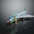 Airplane Model With White Body Red Nose Green Markings Landing Gear Down Dark Surface