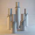 Lit Candle Lamps With Burning Flames Dripping Wax And Warm Glow On Plain Background