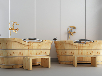 Modern Bath Wooden Barrel model