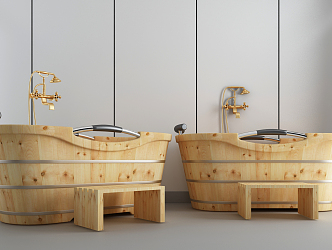 Modern Bath Wooden Barrel 3d model