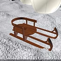 Inflatable Snowmen With Red Hats Blue Scarves Pine Trees Gazebo And Sleds In Winter Landscape