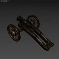 Ancient Cannon Weapon With Wooden Carriage Wheels Metal Barrel and Aged Design