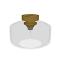 Modern Flush Mount Ceiling Lights with Transparent Textured Glass Shade and Gold Metal Accent