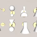 Modern Wall Lamps with White Shades Gold Metal Fixtures Various Designs on Beige Wall