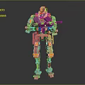 Gray And Orange Mechanical Robot Standing With Weapon And Armored Gear