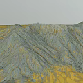 Gray Rocky Mountain Range With Yellow Slopes In Natural Scenic Landscape