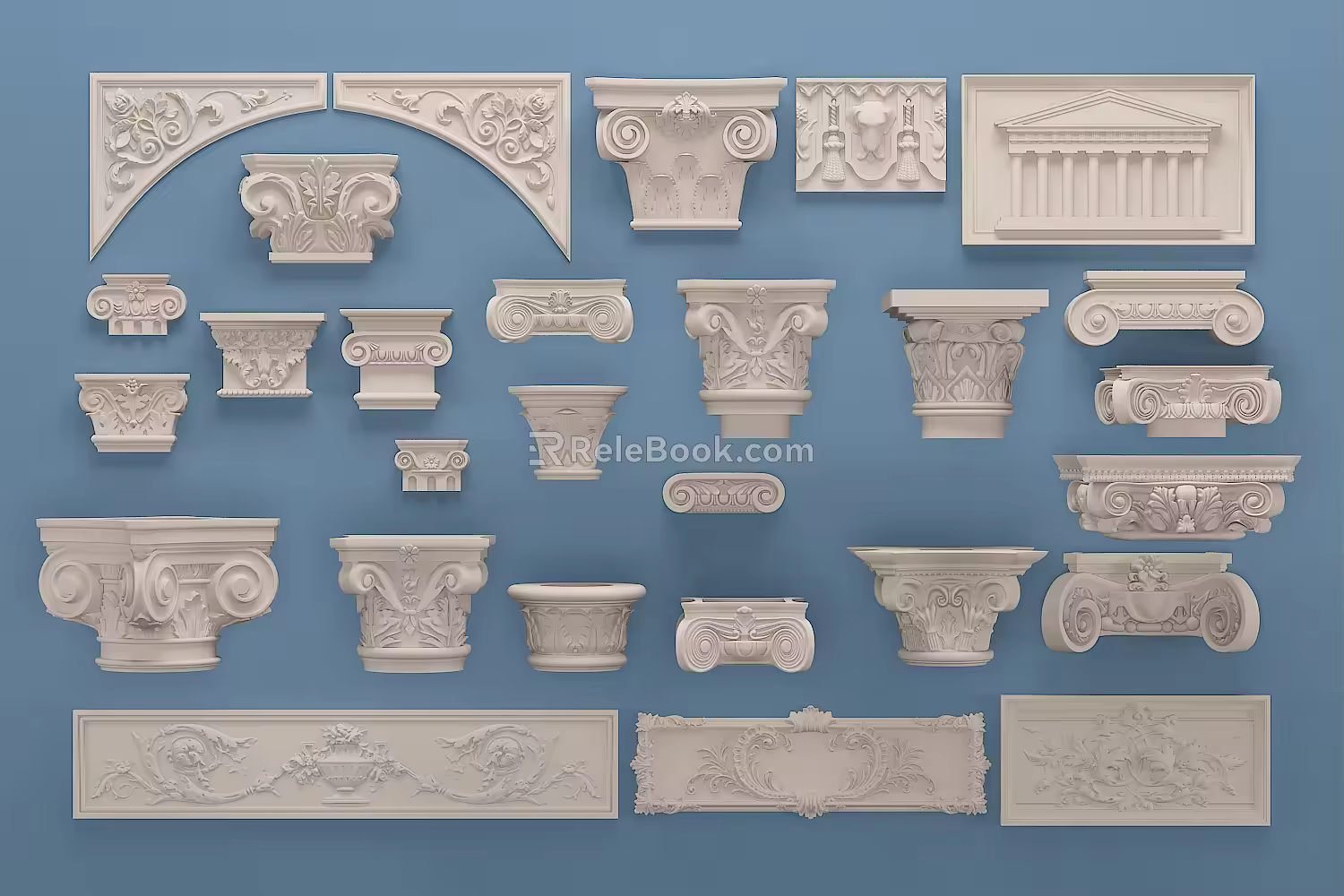 European-style Simple Gypsum Roman Column Carved Stigma 3d model