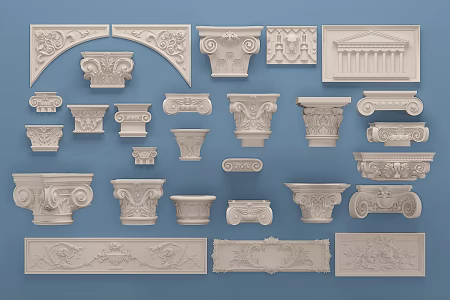 European-style Simple Gypsum Roman Column Carved Stigma 3d model
