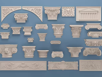 European-style Simple Gypsum Roman Column Carved Stigma 3d model