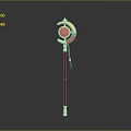 Ornate Red And Gold Magic Staff With Sphere Accent And Ribbon Decoration