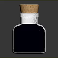 Dark Blue Glass Ink Bottle With Natural Cork Stopper And Smooth Surface