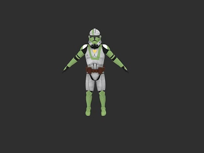 Game Movie Character 3D Model Standing Pose With Green White Armored Suit And Helmet 3d model