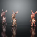 Three Different Colored Standing Cartoon Kangaroo Characters With Dark Background Reflections