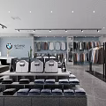Modern Clothing Store Interior With Displayed Shirts Folded Clothes And Hanging Garments