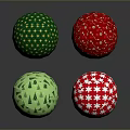 Festive Christmas Ornaments With Red Snowflake Strawberry And Green Tree Star Patterns
