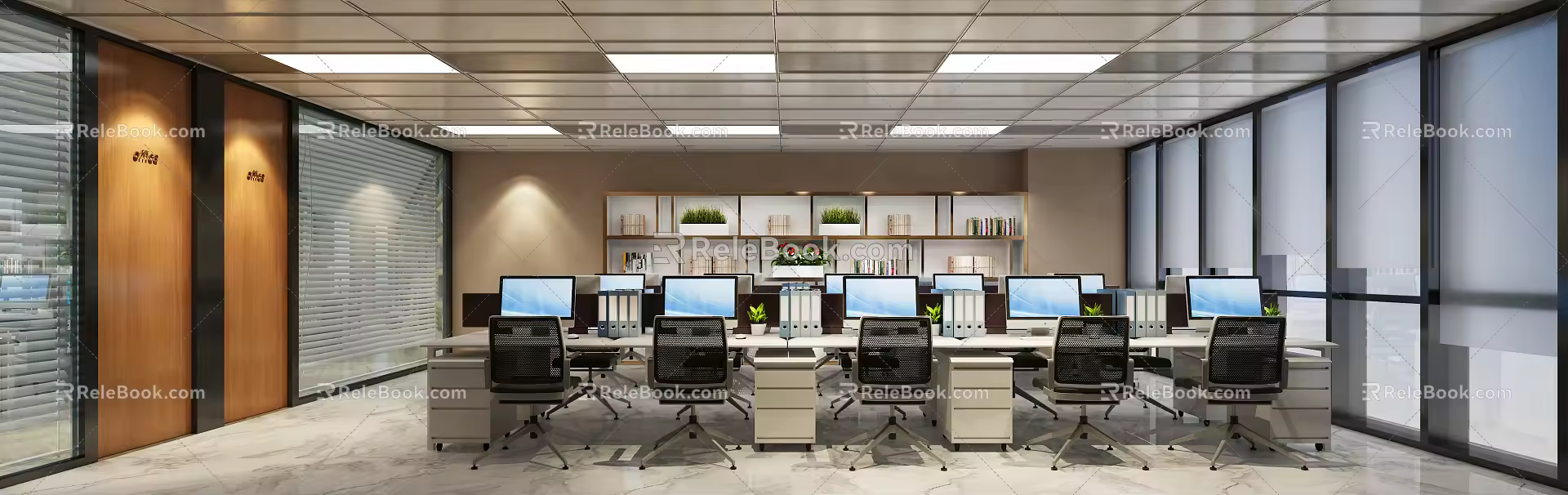 modern public office area office area 3d model