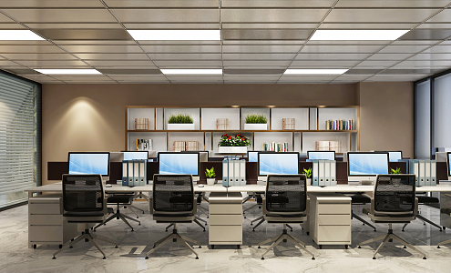 modern public office area office area 3d model