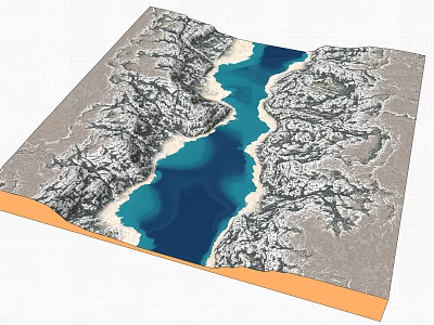 Garden Landscape Design With Natural River And Mountain Terrain Model 3d model