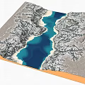 Garden Landscape Design With Natural River And Mountain Terrain Model