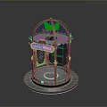 Dome Shaped Lift Wheel Building with Metal Frame Glass and Illuminated Circular Base