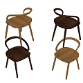 Modern Wooden Dining Chairs With Curved Backrest And Varied Color Design Style