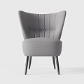 Modern Gray Accent Chair With Wingback Design Button Tufted And Black Legs 3d model