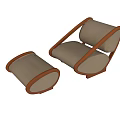 Modern Lounge Chair With Wooden Frame Beige Cushion And Matching Ottoman