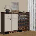Modern Brown And White Shoe Cabinet With Storage Shelves And Decorative Items