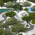 Children's Play Area Featuring Trees Play Structures Curved Paths and Water Features