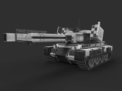 Modern Military Tank With Long Cannon Tracked Chassis 3D Rendered Model 3d model