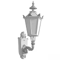 Vintage Black Wall Lamp With Glass Shade And Ornate Carved Decorative Base