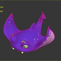 Cute Purple Stingray With Spots Big Eyes And Wing Like Fins In 3D Cartoon Design