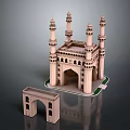 Architectural Model With Ornate Cornice Decorations 3d model